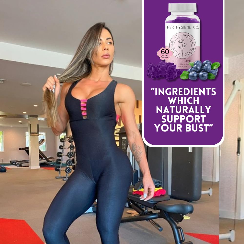 Women's Chest Support Gummies | Natural Herbal Blend | Multivitamin for Curves | Fitness Supplement | Vegan & Non-GMO | Berry Flavor | 60 Count