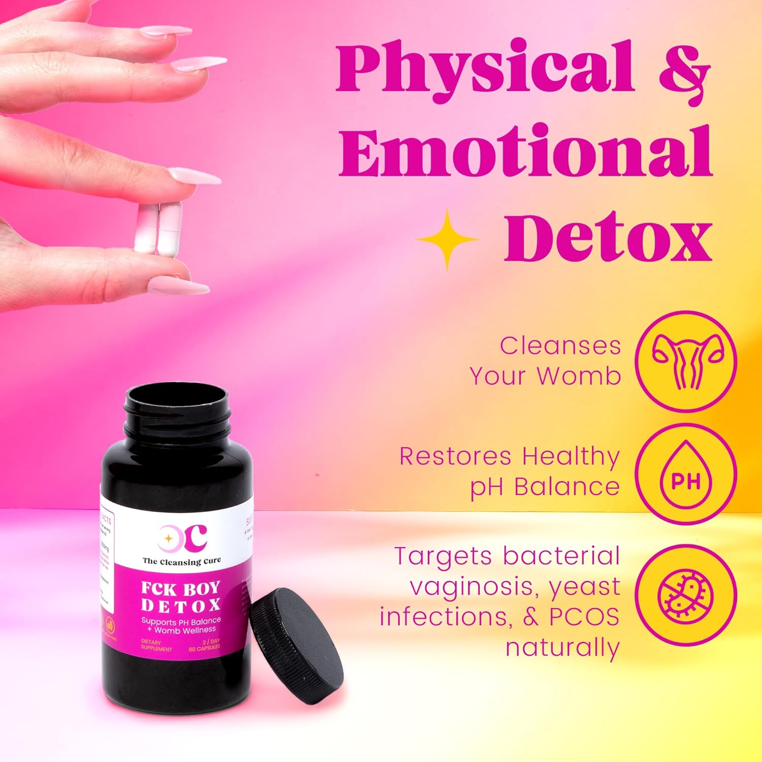 Women's Complete pH Balance Pills for Womb Cleansing & Vaginal Wellness - Vegan Supplement with Plant-Based Ingredients - 60 Capsules