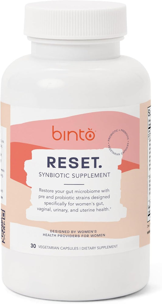Women's Digestive Health Supplement with Pre and Probiotics - Boost Immunity and Gut Flora Balance - Binto Reset Synbiotic (30-Day)
