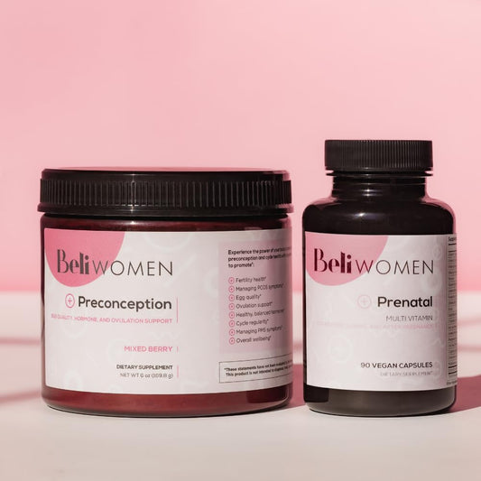 Women's Fertility Bundle: Prenatal Multivitamin and Berry Flavored Drink Mix for Preconception Support, Hormone Balance, and Improved Ovulation Quality.