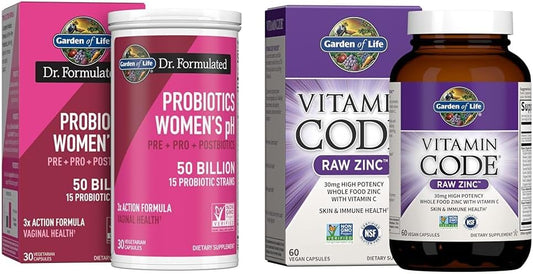 Women's Health Probiotics with Prebiotics, Postbiotics & Zinc - Garden of Life Dr Formulated Once Daily, 30 Day Supply