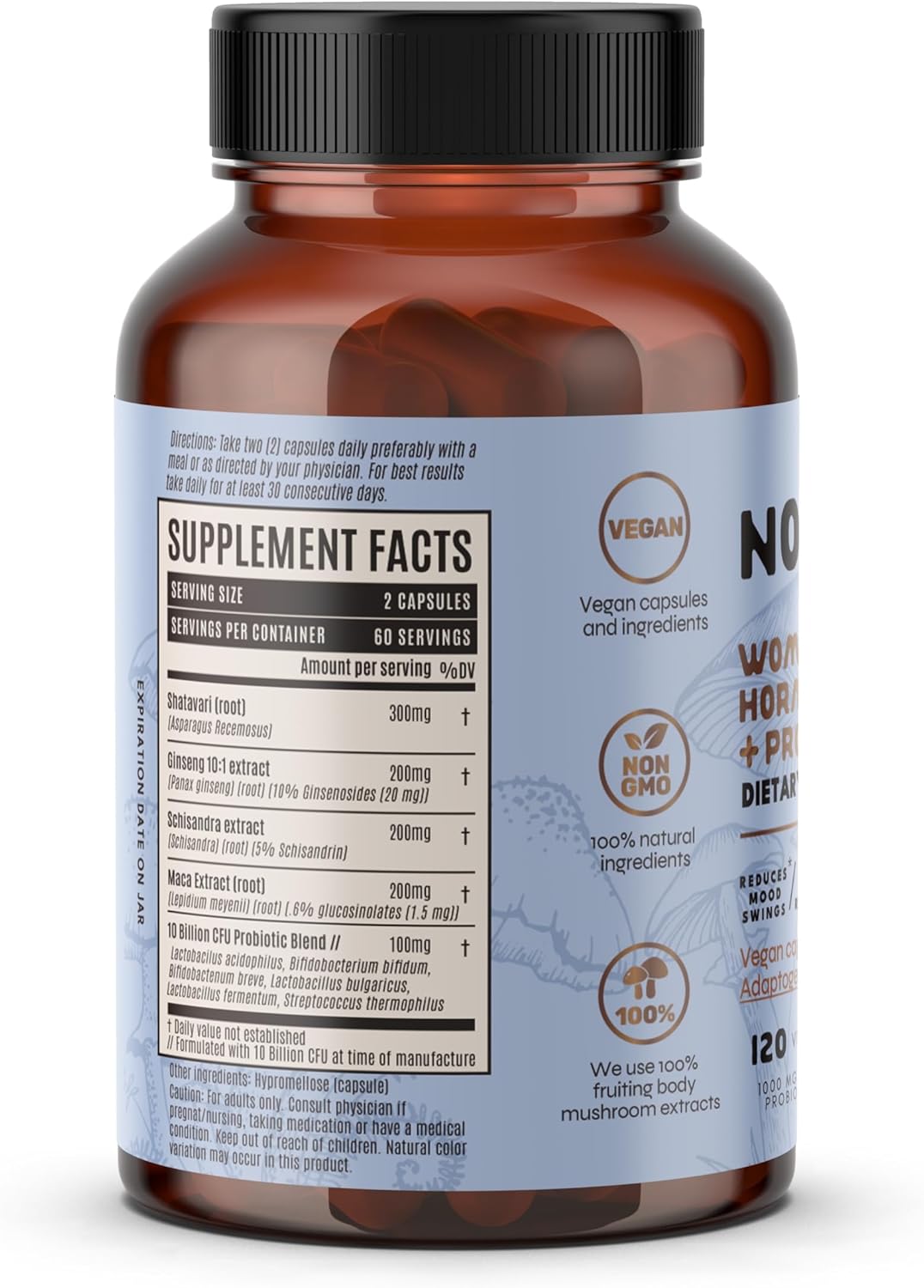 Women's Hormone Balance & Probiotic Supplement with Shatavari, Maca, Schisandra, Ginseng - 120 Capsules for Digestive & Immune Health