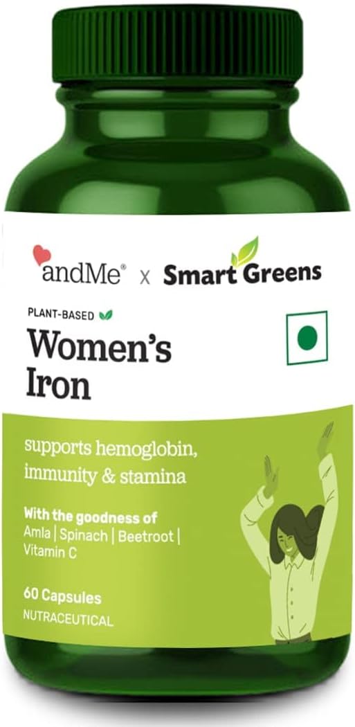 Women's Iron Supplement with 100% Iron, Vitamin C, Folic Acid, and Vitamin B12 for Boosting Haemoglobin, Stamina, Energy, and Immunity - 60 Veg Tablets