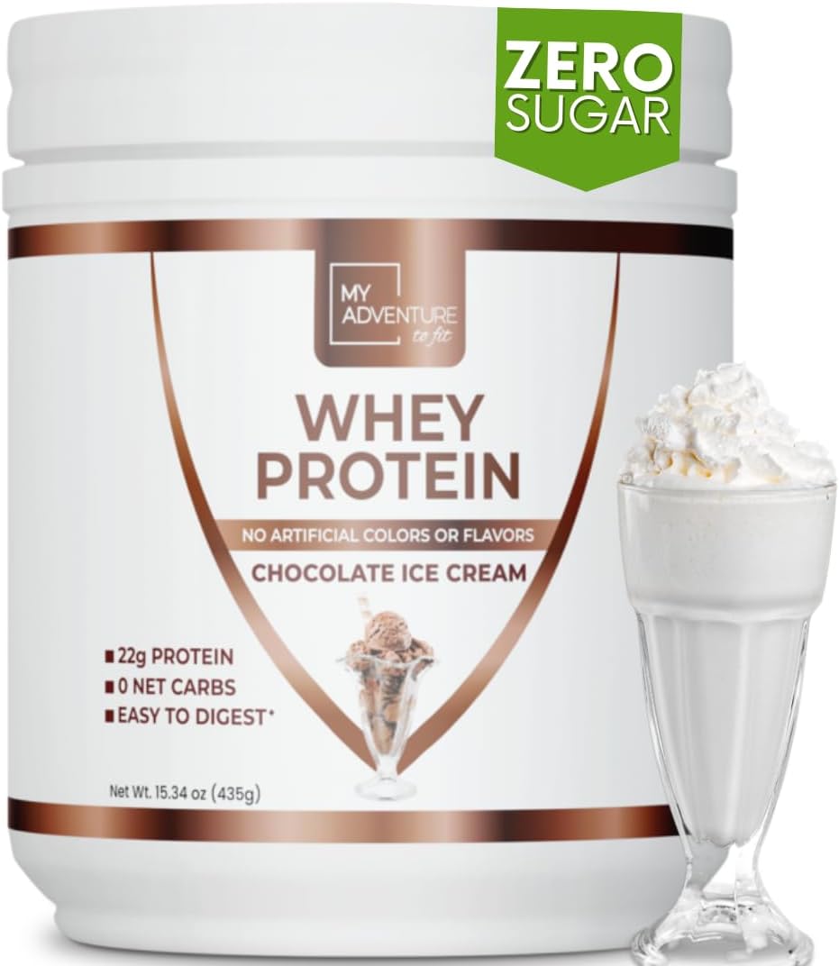 Women's Low Carb Chocolate Ice Cream Whey Isolate Protein Powder - Sweetened with Stevia - Muscle Growth Formula - 15 Servings