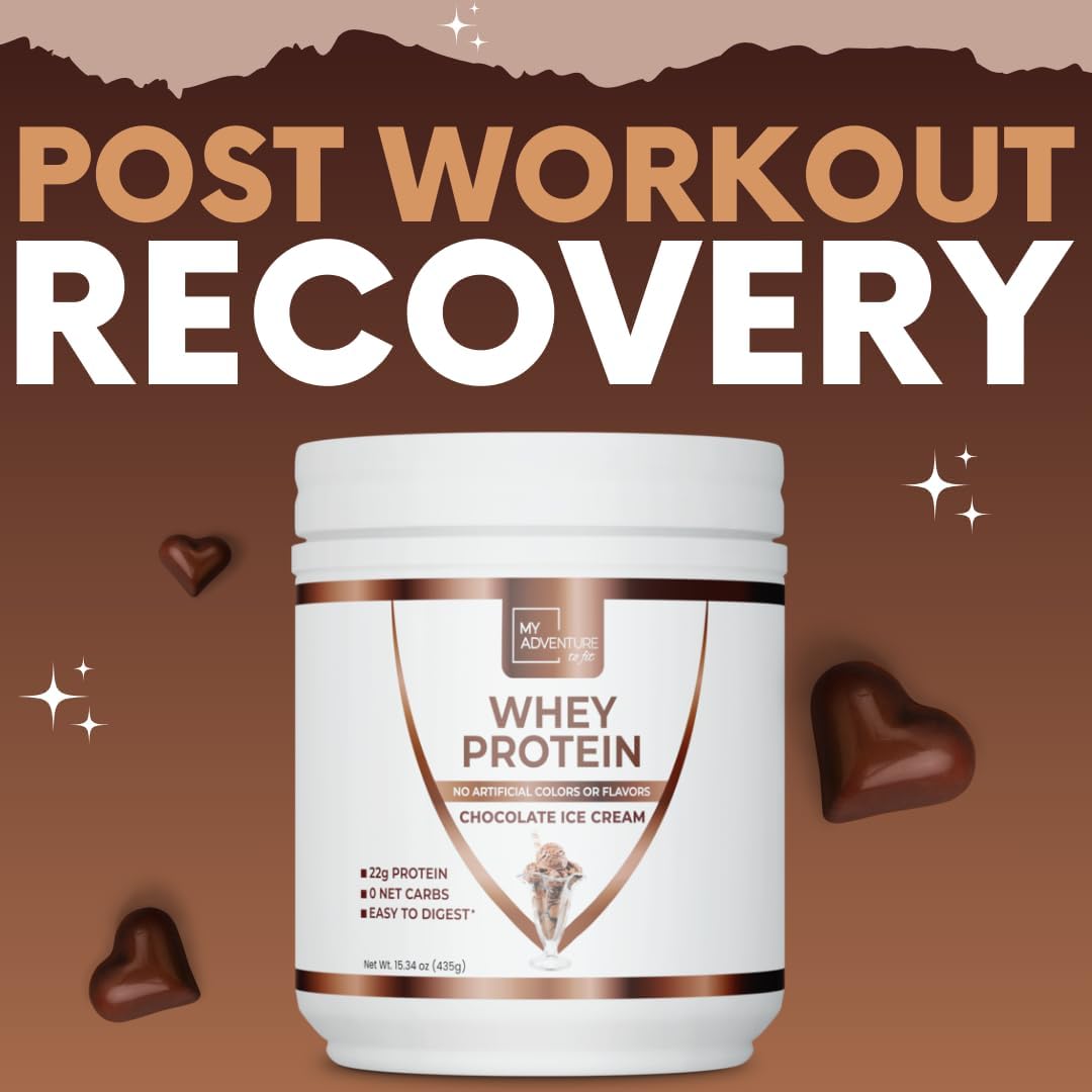 Women's Low Carb Chocolate Ice Cream Whey Isolate Protein Powder - Sweetened with Stevia - Muscle Growth Formula - 15 Servings