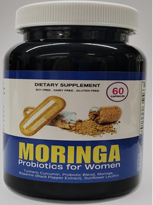 Women's Moringa Probiotic with Turmeric for Digestive, Joint, and Menopause Support - Non-GMO, Gluten-Free - 60 Capsules