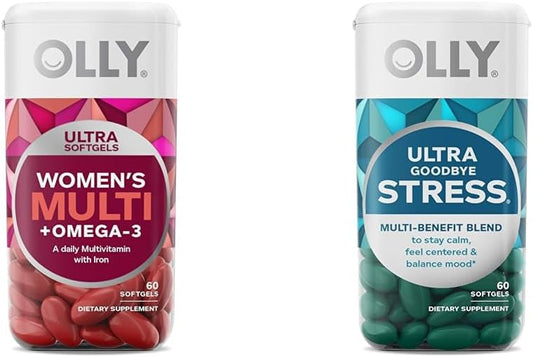 Women's Multi Softgels & Goodbye Stress Supplement with GABA, Ashwagandha, L-Theanine, and Lemon Balm - 60 Count