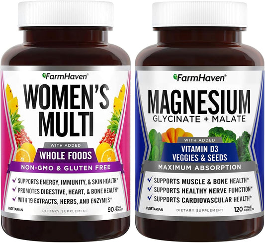 Women's Multivitamin and Magnesium Bundle by FarmHaven: Essential Nutrients for Overall Wellness
