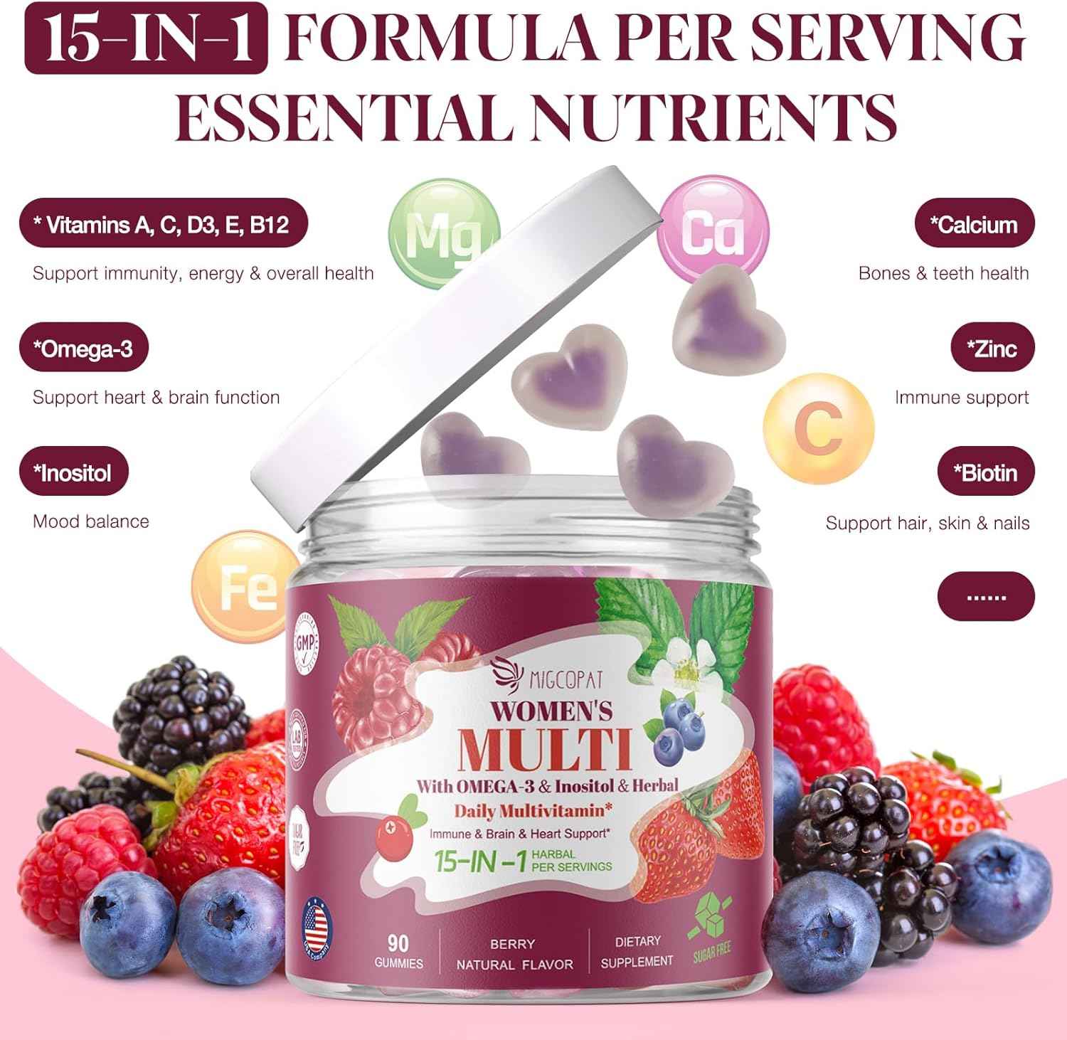 Womens Multivitamin Gummies & Hair, Skin & Nails Supplement Bundle, Brain & Heart Support, Gut & Digestion, Hair Growth, Skin Health, Nail Strength