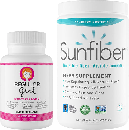 Women's Multivitamin with Sunfiber Prebiotic Fiber Bundle for Energy and Digestive Support (30 Servings) by Regular Girl - Tomorrow's Nutrition