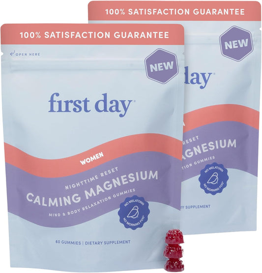 Women’s Nighttime Calming Magnesium Gummies with L-Theanine - Sleep Aid for Peaceful Rest & Balanced Mood - 60-Day Supply