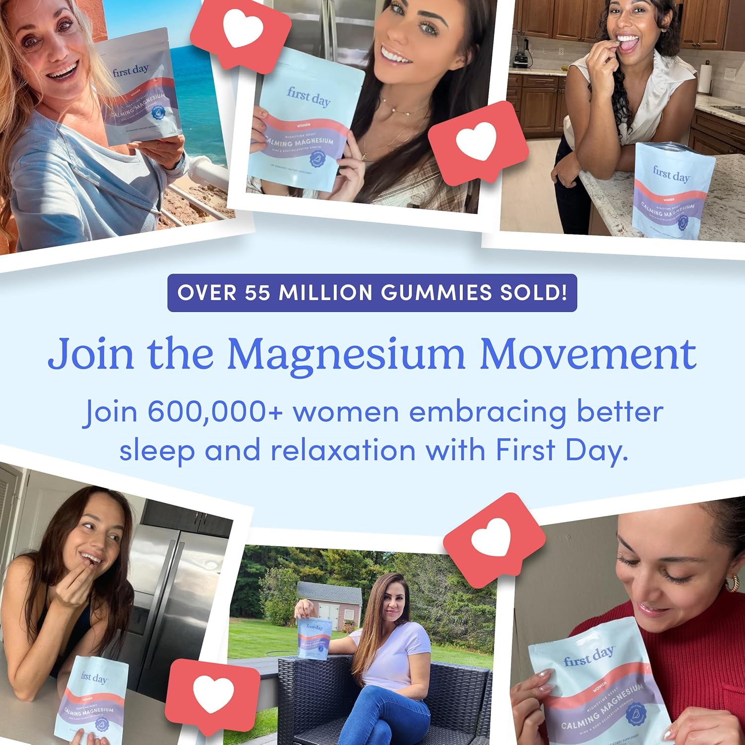 Women’s Nighttime Calming Magnesium Gummies with L-Theanine - Sleep Aid for Peaceful Rest & Balanced Mood - 60-Day Supply
