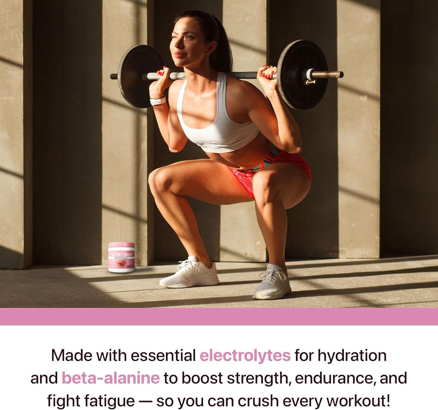 Women's Pre Workout Powder with Creatine, Beta-Alanine, Electrolytes - Watermelon Flavor - 30 Servings for Energy, Endurance, and Muscle Support