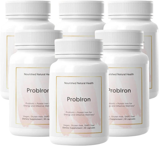 Women's Probiotic and Iron Supplement with Vitamin C and Copper - Vegan Formula for Energy and Digestive Wellness - 180 Capsules by Nourished Natural Health