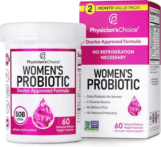 Women's Probiotic Supplement with 50 Billion CFUs - 60 Ct. Capsules for Gut Health and Digestive Support