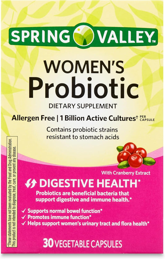 Women's Probiotic Supplement with Inulin, Cranberry & 1 Billion Cultures - Digestive, Urinary & Immune Support - 8 Strains, 30 Capsules - Gut Health for Women