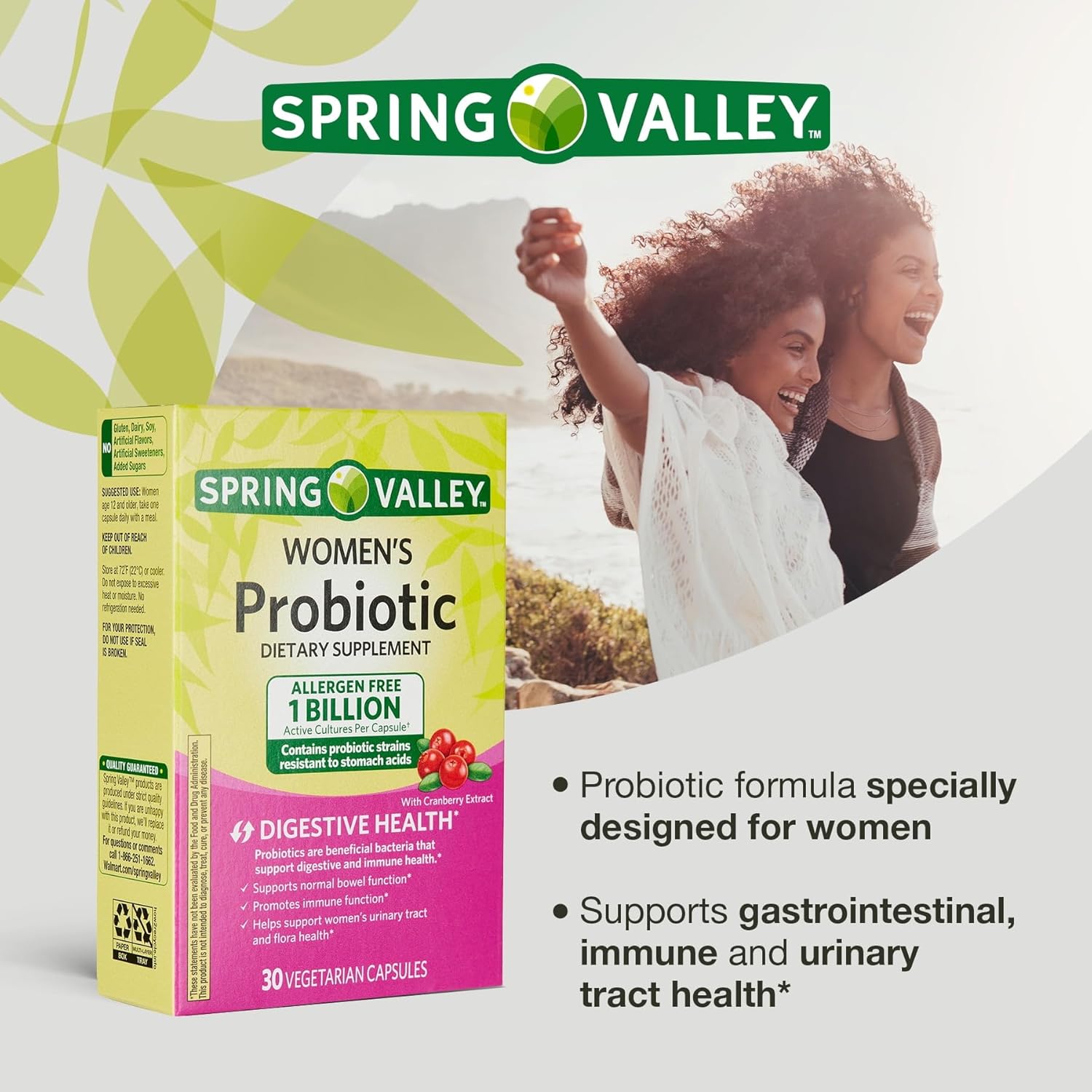 Women's Probiotic Supplement with Inulin, Cranberry & 1 Billion Cultures - Digestive, Urinary & Immune Support - 8 Strains, 30 Capsules - Gut Health for Women