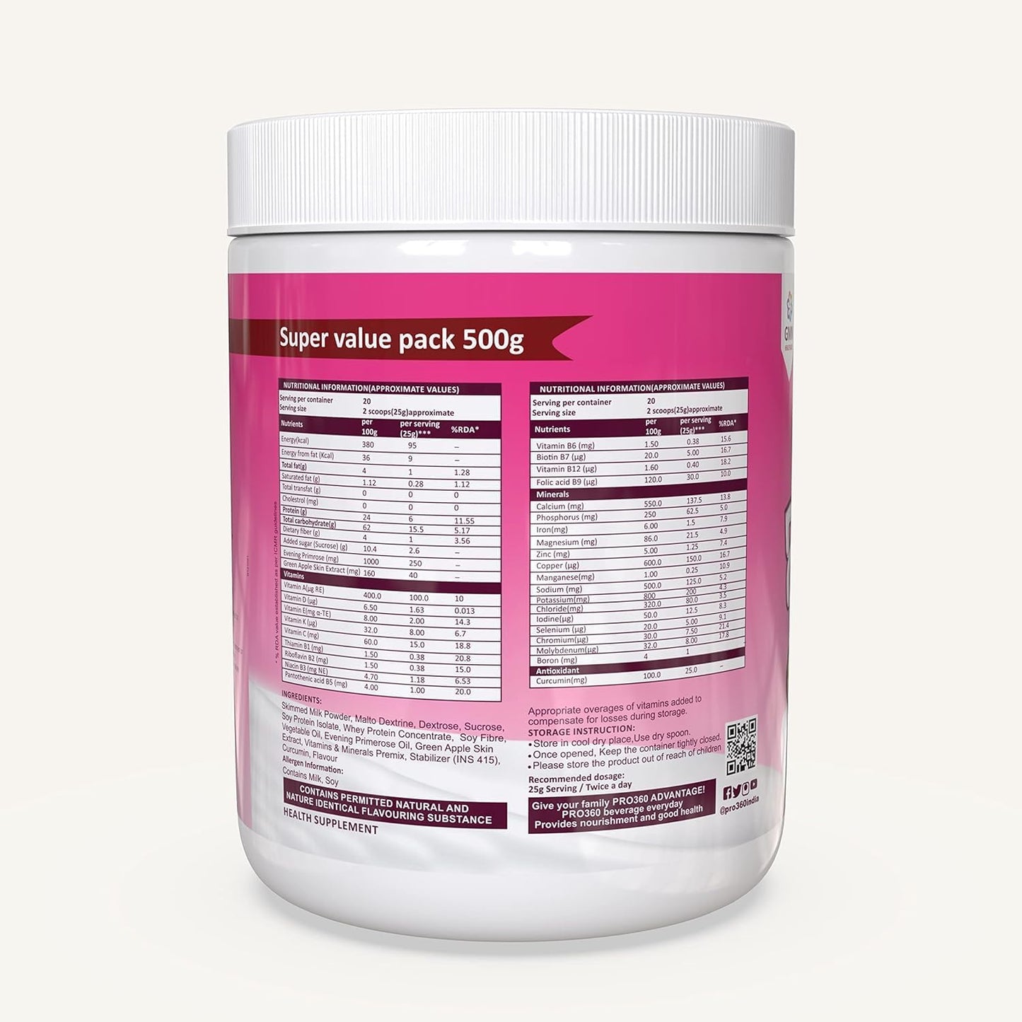 Women's Protein-Rich Nutritional Supplement with Calcium, Iron - Enhances Bone Strength and Boosts Hemoglobin - 25 Essential Nutrients with Evening Primrose - Butterscotch Flavor - 500g