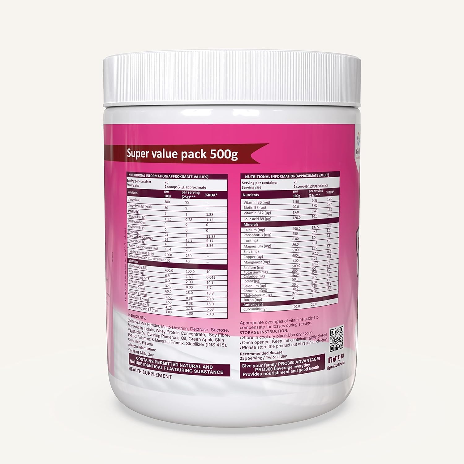 Women's Protein-Rich Nutritional Supplement with Calcium, Iron - Enhances Bone Strength and Boosts Hemoglobin - 25 Essential Nutrients with Evening Primrose - Butterscotch Flavor - 500g