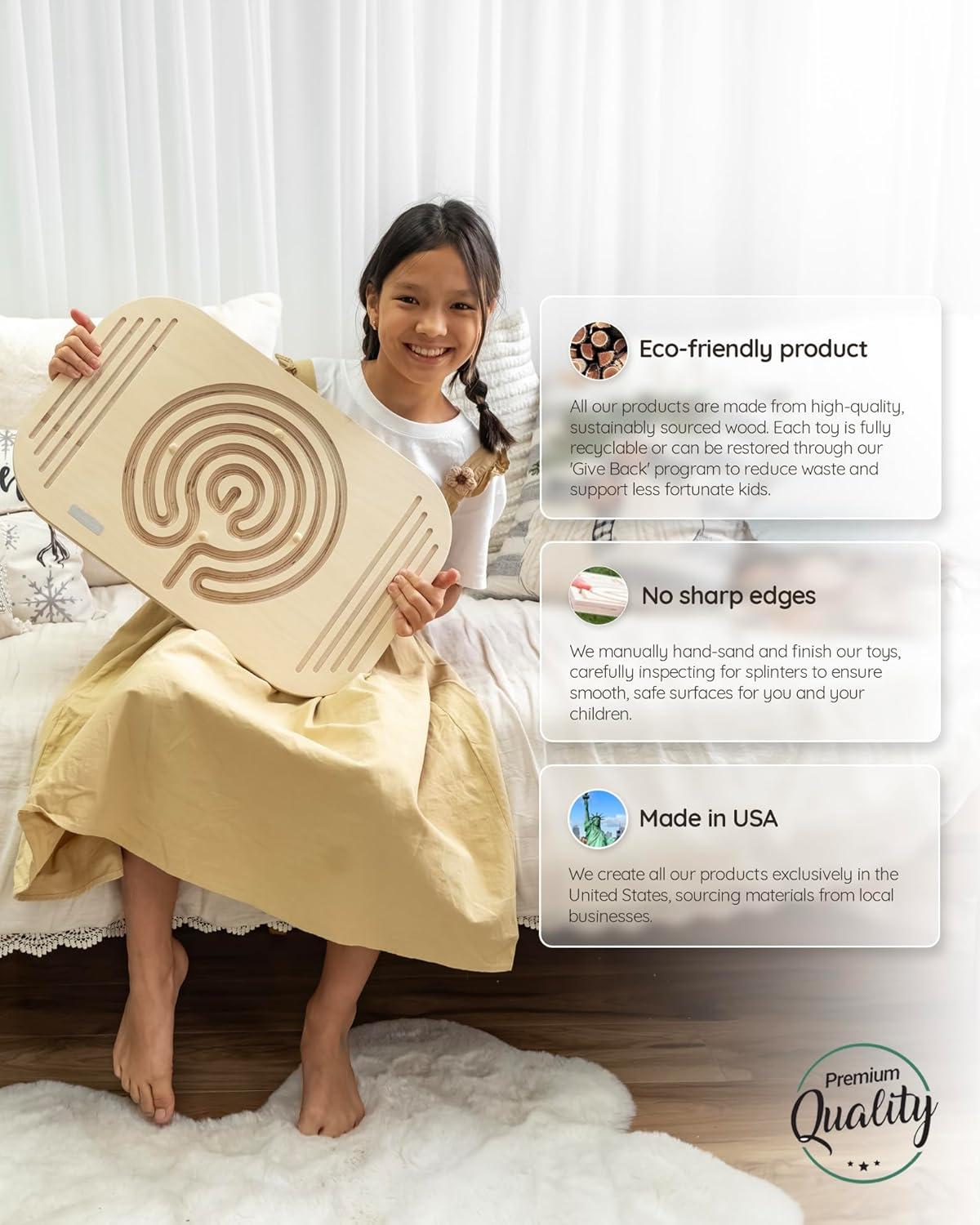 Wooden Balance Board for Kids & Adults | Enhance Coordination, Core Strength | Eco-Friendly Toy | Sensory Balance Trainer for ADHD & Physical Therapy | Premium Quality