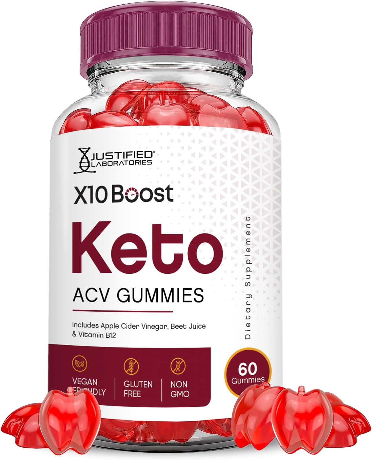 X10 Boost Keto ACV Gummies: Advanced Formula with Pomegranate Beet Juice Powder - 1000MG - 60 Vegan Gummies - Non GMO