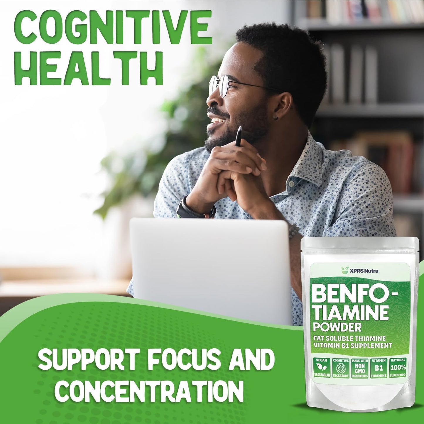 XPRS Nutra Benfotiamine (Thiamine) - Enhanced Fat-Soluble Vitamin B1 for Cognitive and Heart Health - Vegan-Friendly Liquid Supplement (2 oz)