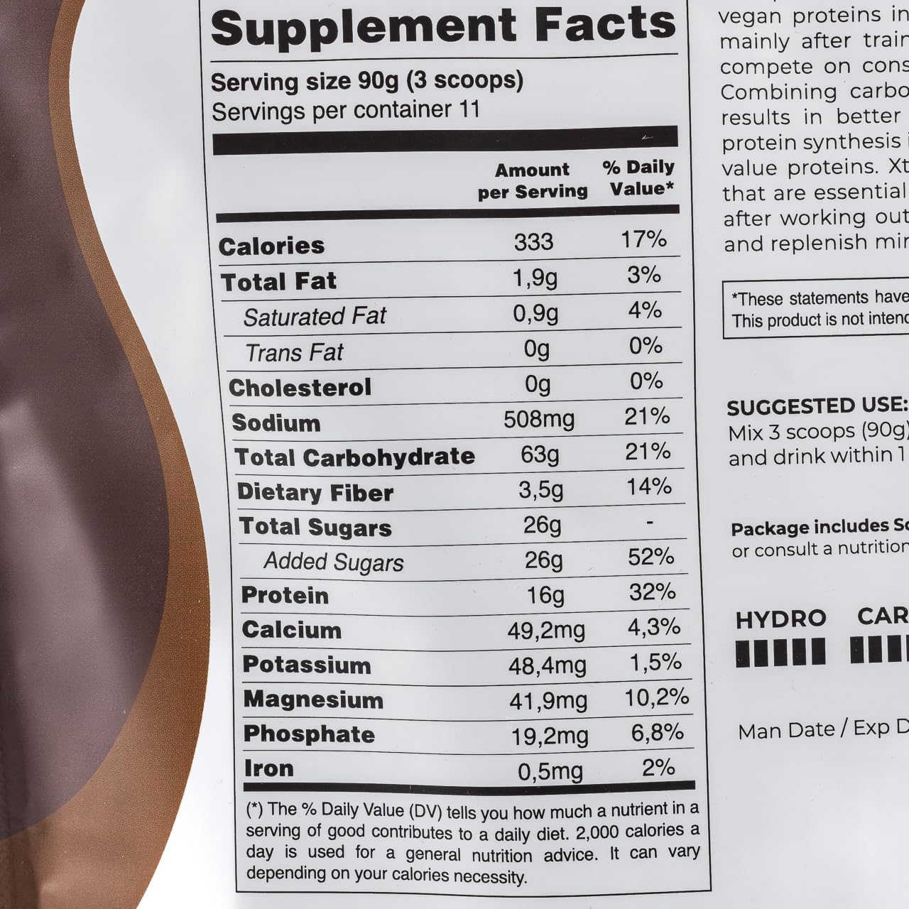 Xtratus Endurance Fluids R4 Cocoa - Vegan Sports Recovery Drink Mix with Carbohydrates and Electrolytes, 4:1 Ratio, 35.27oz