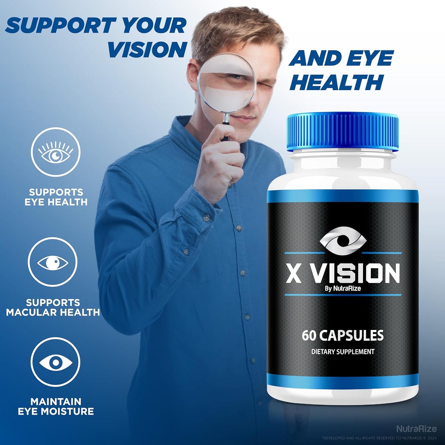 XVision Optics Night Vision Capsules - All Natural Supplement for Eye Health, 60 Tablets to Protect Eyesight, Optical Vitamins Support Formula