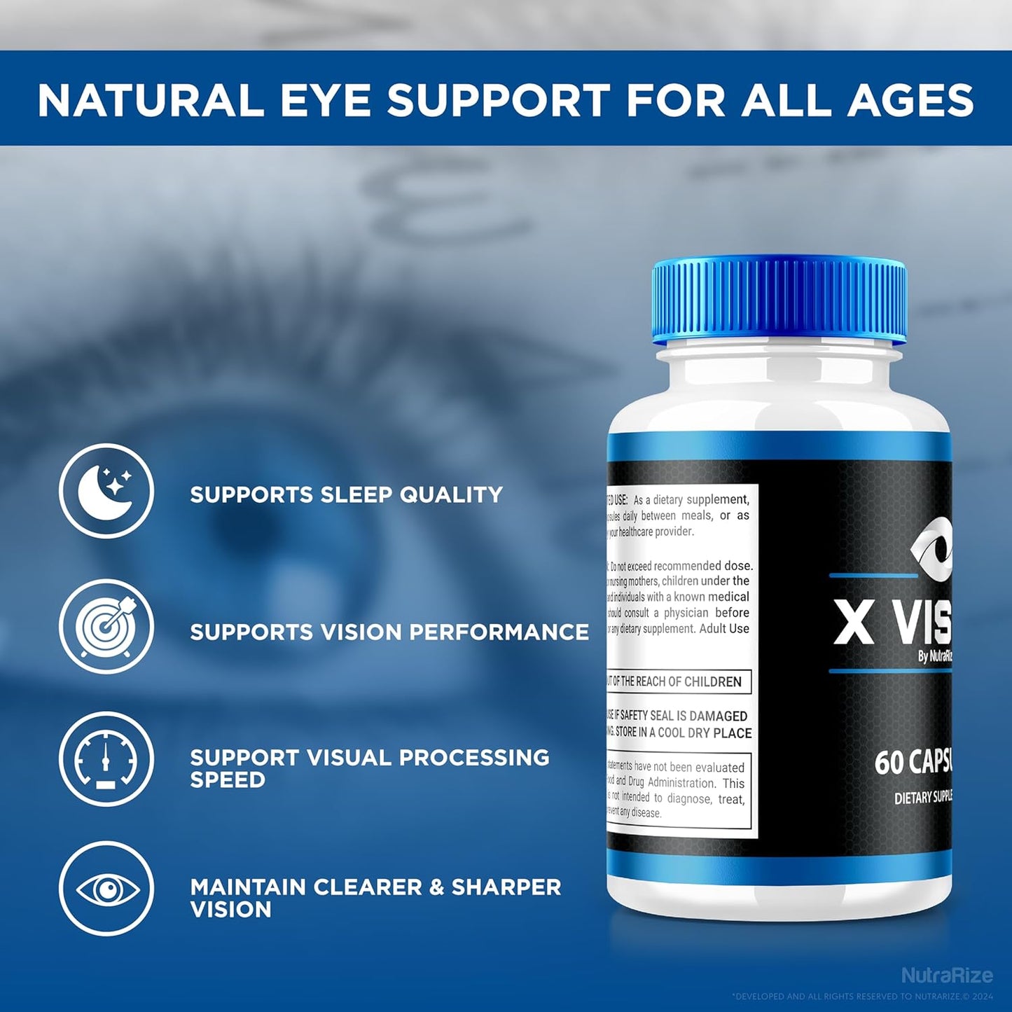 XVision Optics Night Vision Capsules - All Natural Supplement for Eye Health, 60 Tablets to Protect Eyesight, Optical Vitamins Support Formula