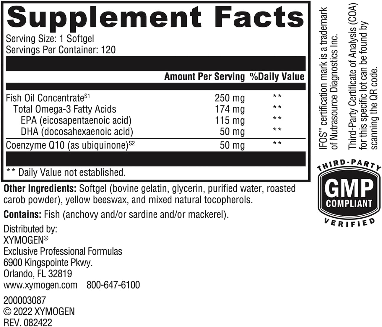 XYMOGEN CoQmax Omega 50 mg Softgels - CoQ10 and Fish Oil Omega 3 Supplement for Heart Health - Enhanced Absorption Formula (120 Count)