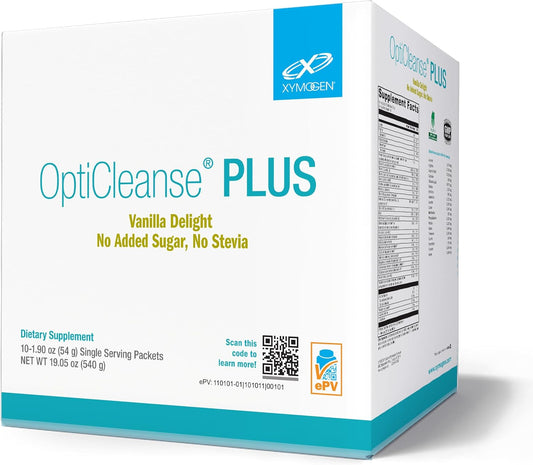 XYMOGEN OptiCleanse Plus - Vegan Protein Shake with Vitamins, Minerals & Amino Acids for Detox Support - Energy Boost, Liver Detox, Hormone Metabolism - Vanilla Delight (10 Packets)