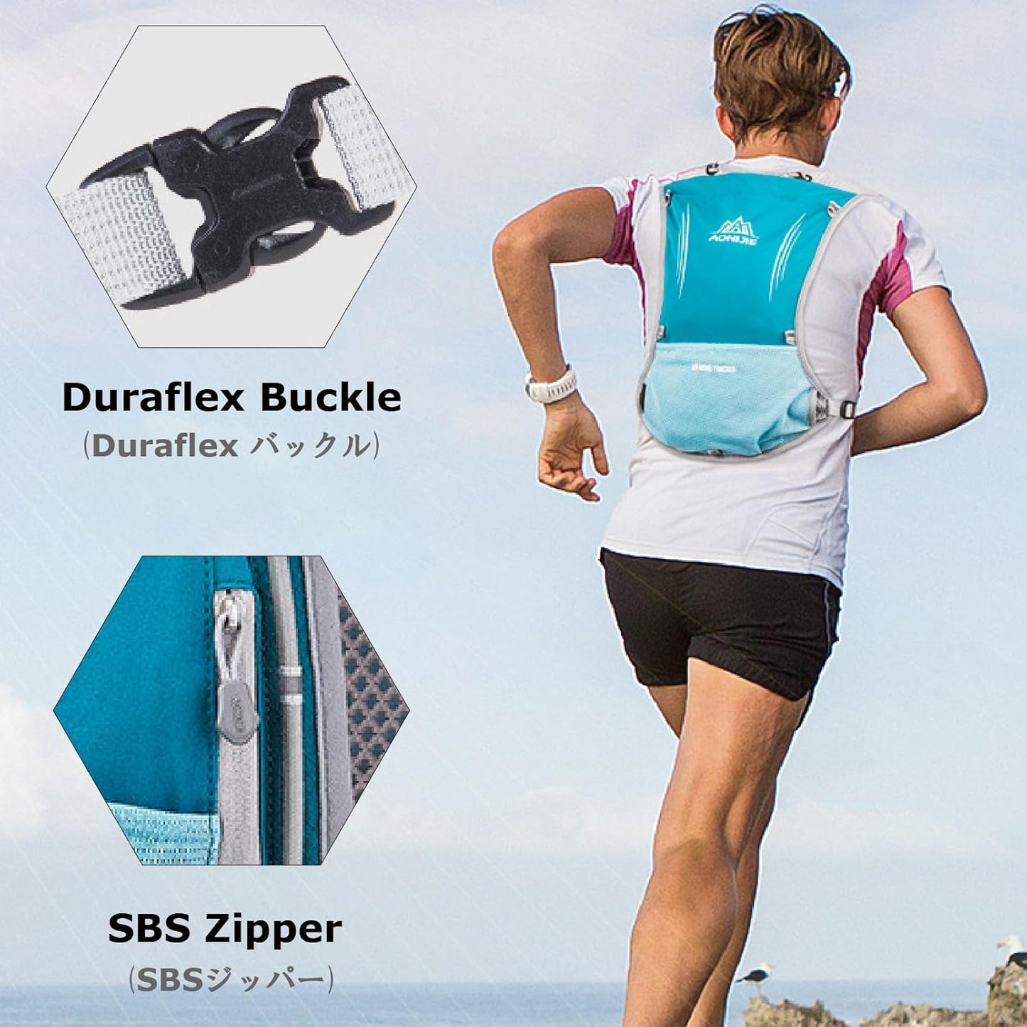 YAPJEB 5L Lightweight Hydration Vest Pack for Men and Women - Ideal for Running, Cycling, Hiking - Blue (Vest Only)