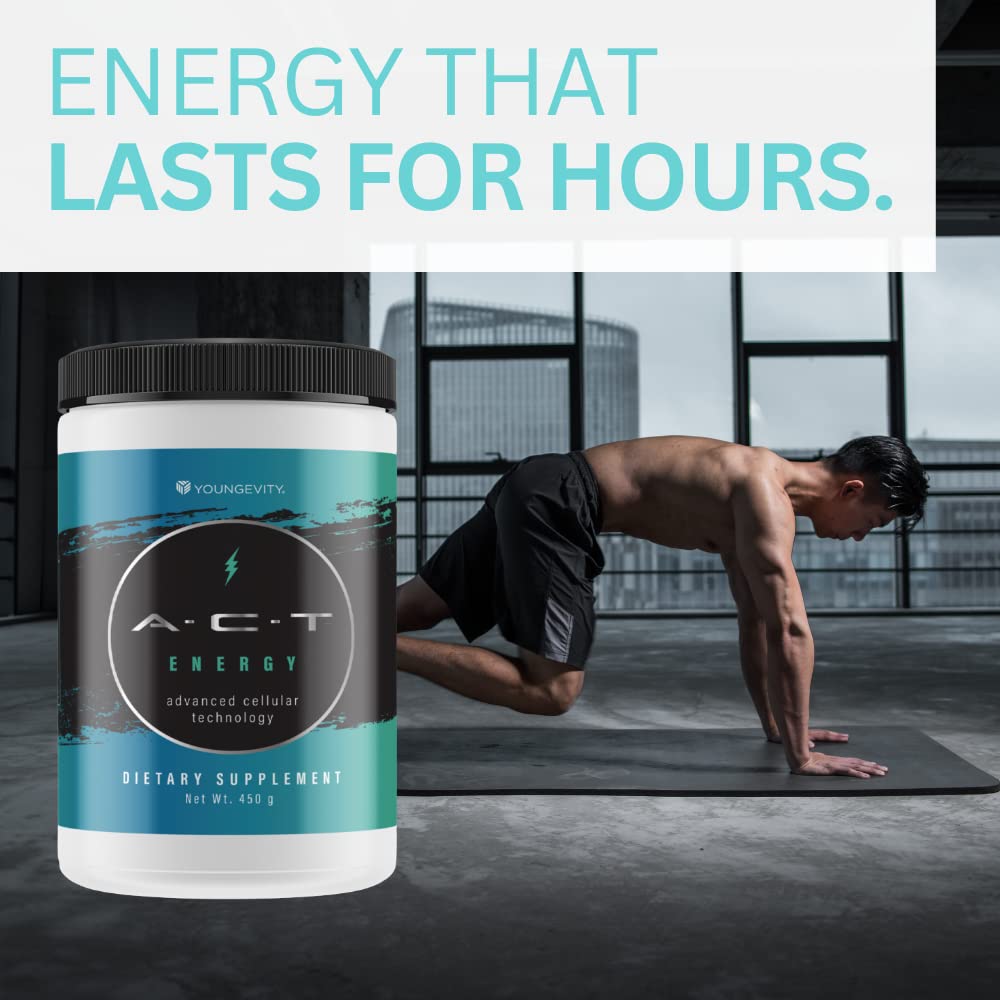 Youngevity ACT Energy Drink: Natural, Healthy, 40 Calories, Ships Worldwide, 450g (3 Canisters)