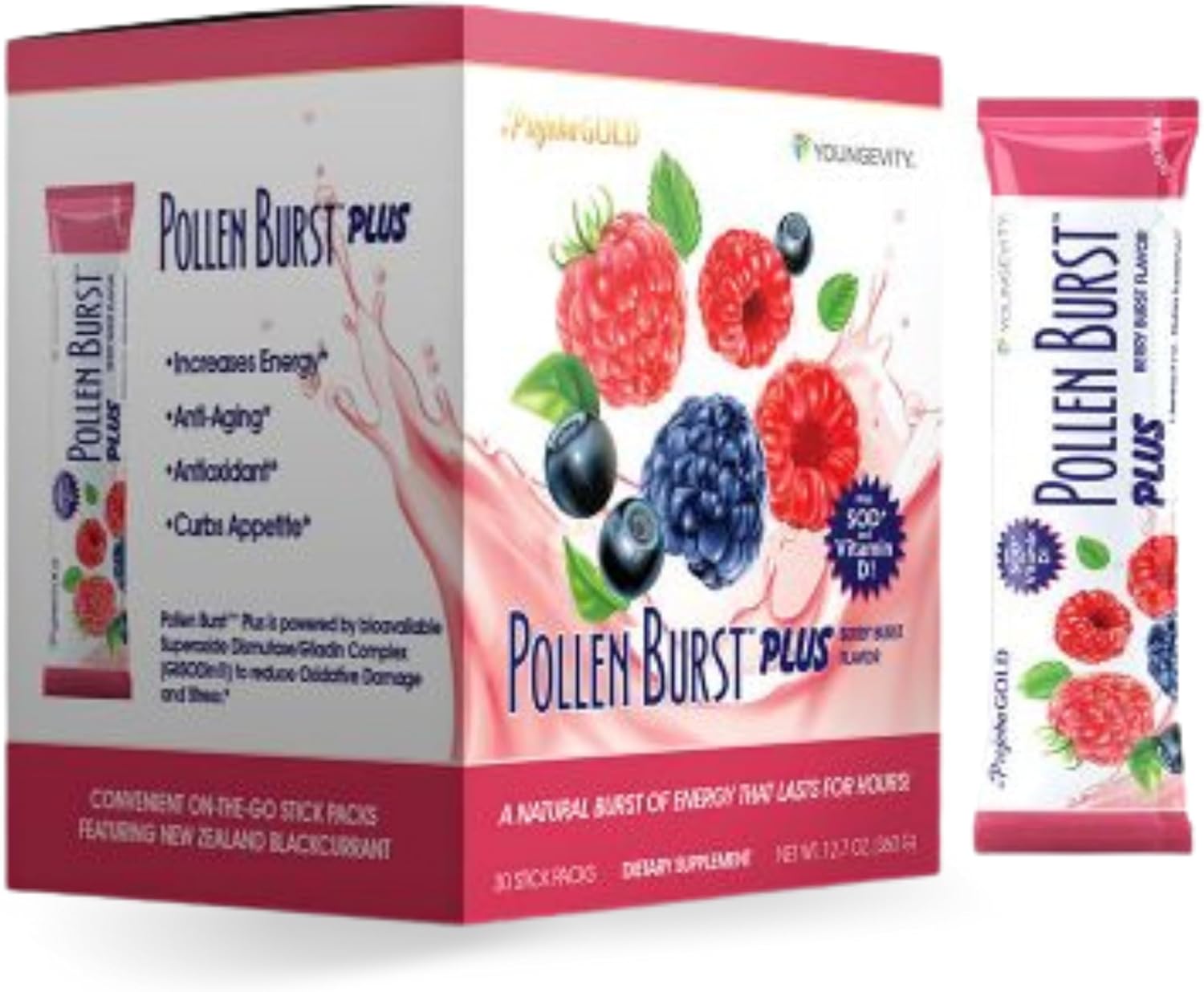 Youngevity Strawberry Acai Pollen Burst Energy Drink - 30 Count Box