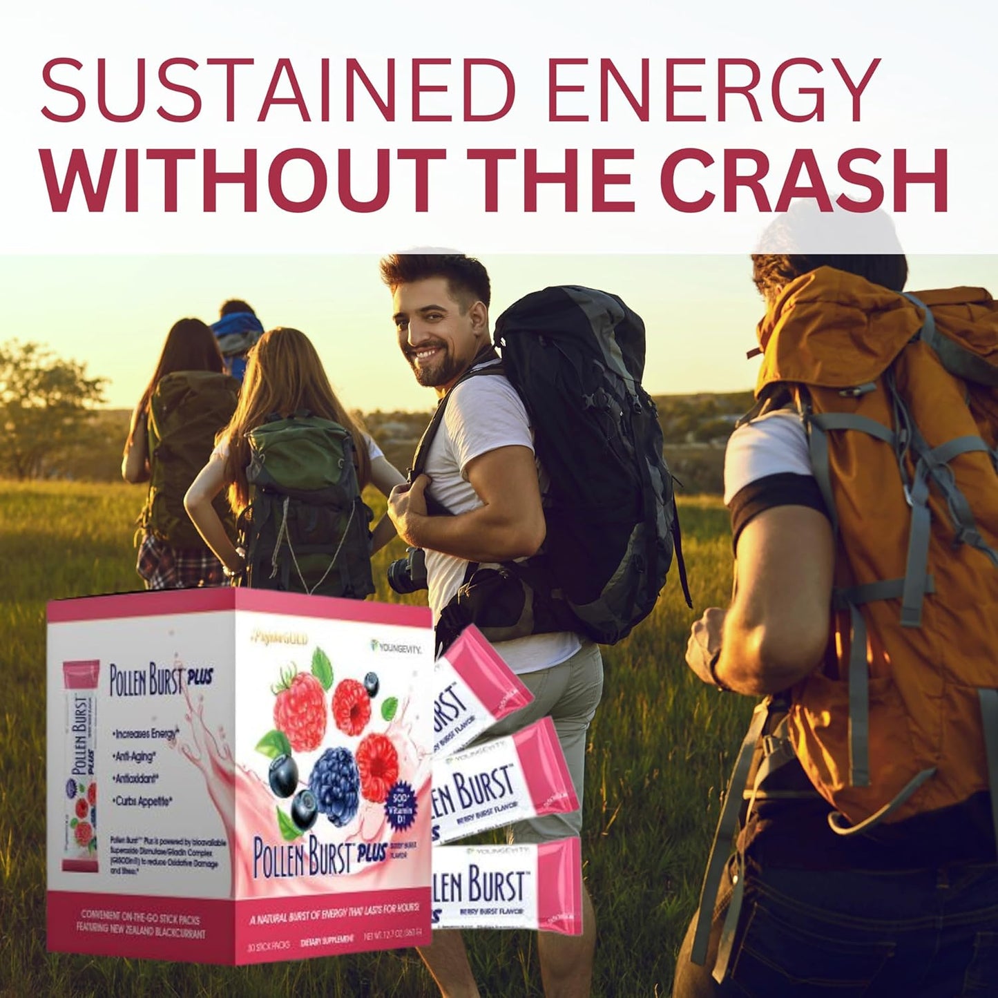 Youngevity Strawberry Acai Pollen Burst Energy Drink - 30 Count Box