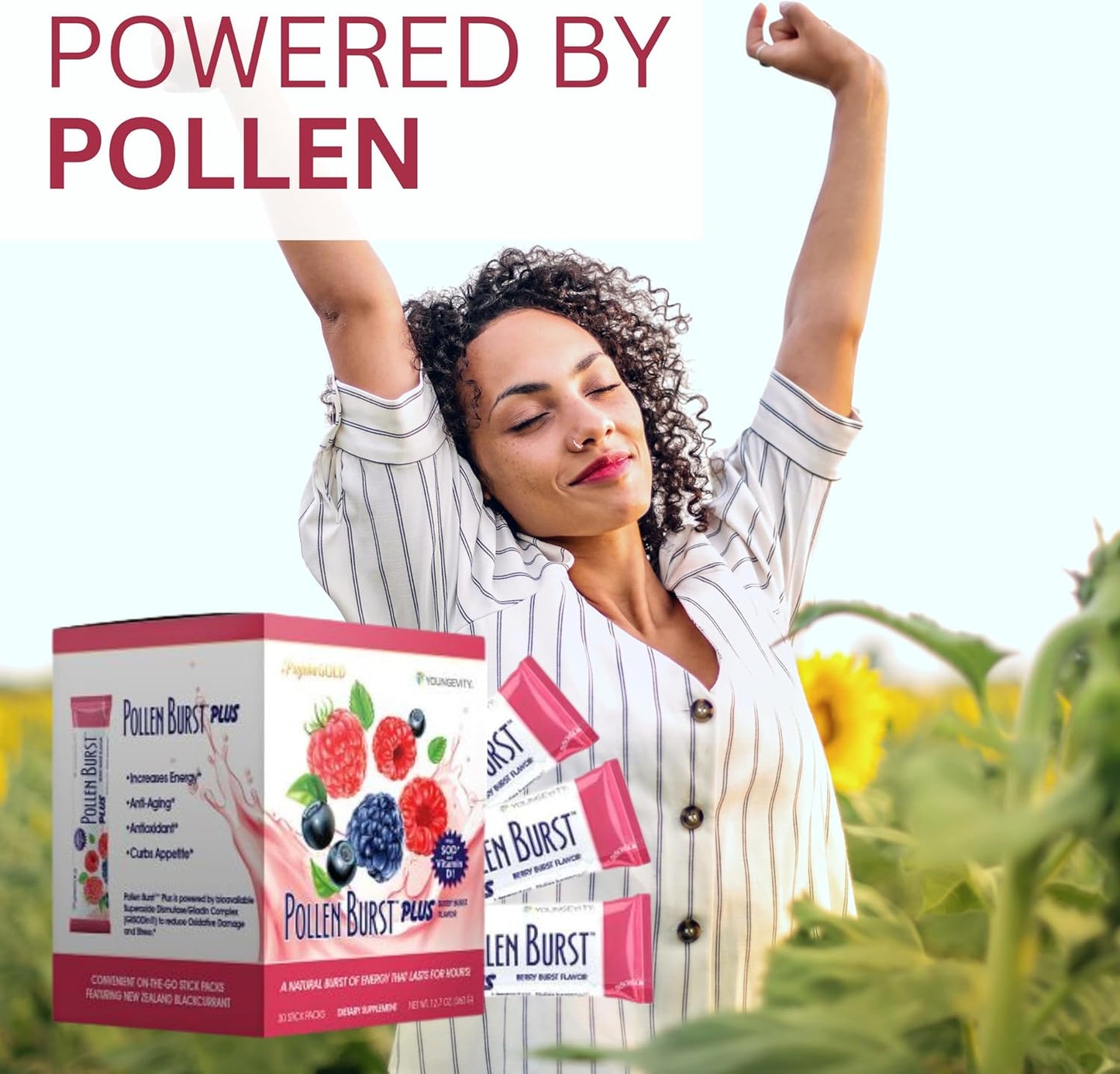 Youngevity Strawberry Acai Pollen Burst Energy Drink - 30 Count Box