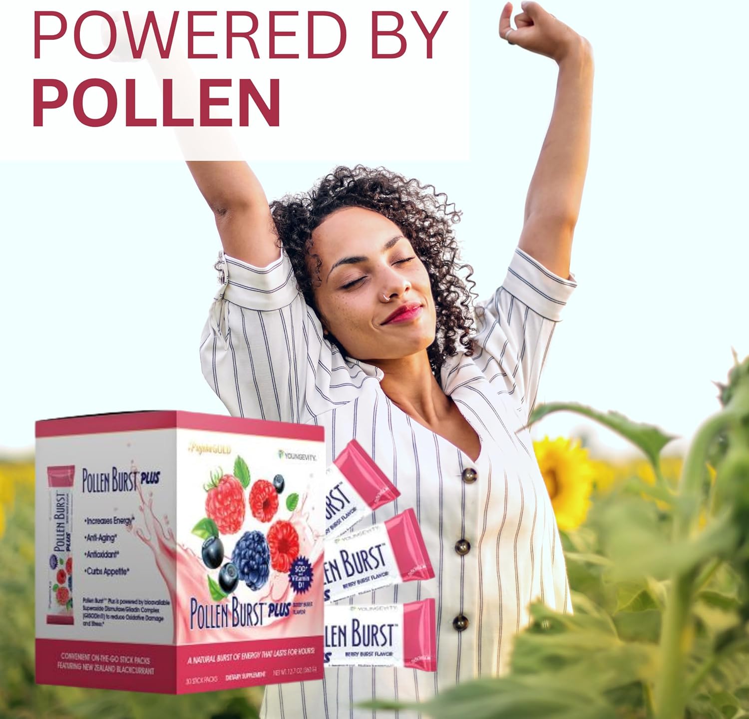 Youngevity Strawberry Acai Pollen Burst Energy Drink - 30 Count Box