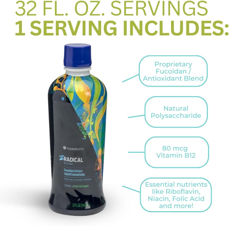 Youngevity Zradical 3-Set Pure Fucoidan Immune Support Supplement Drink