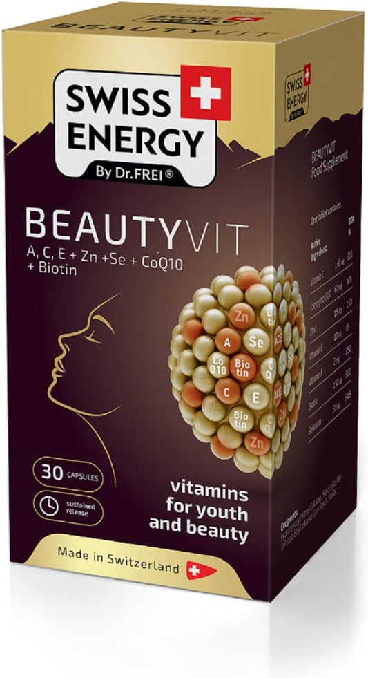 Youthful Beauty Complex with Vitamins A, C, E, Biotin, Zinc, Selenium, CoQ10 - 30 Capsules