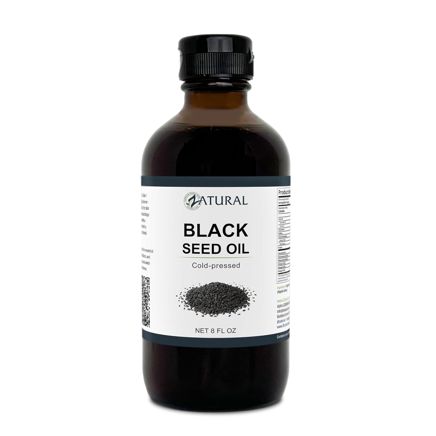 Zatural Cold Pressed Black Seed Oil for Digestion, Skin, Brain, Immune Support - 8 Fl Oz
