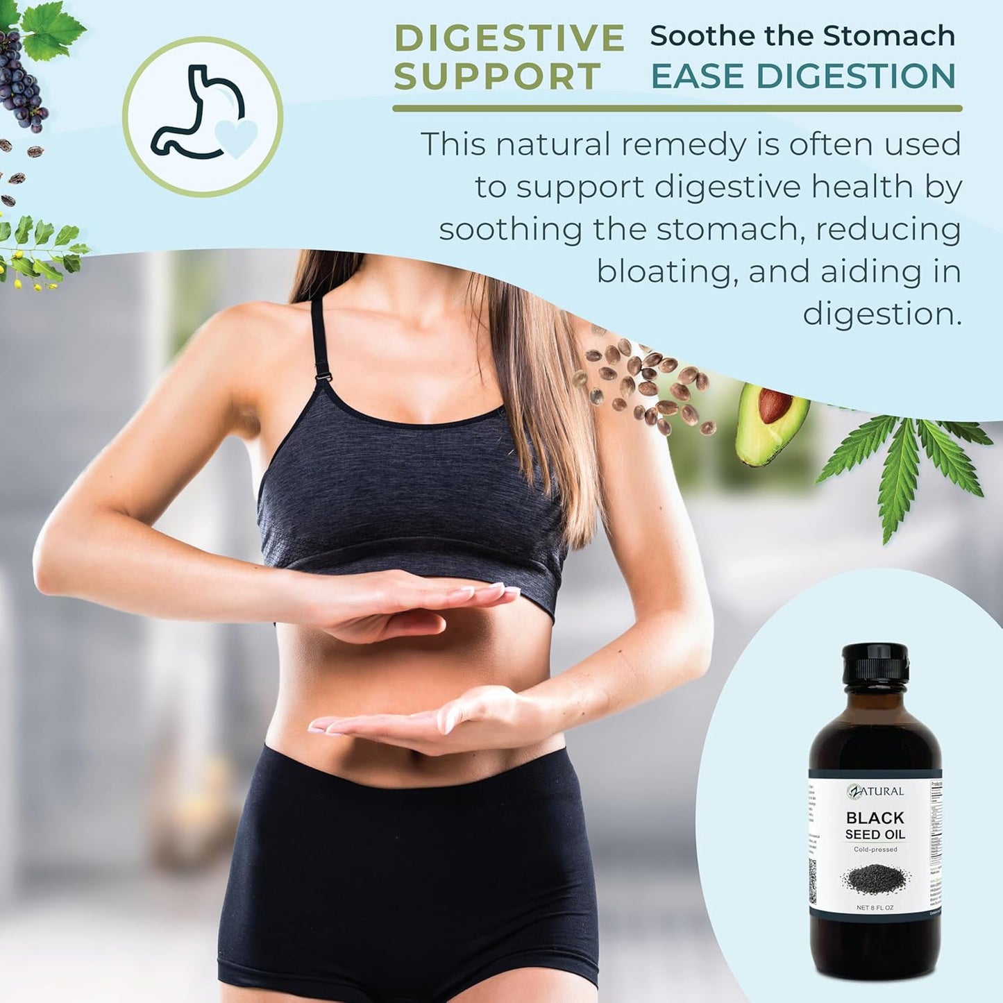 Zatural Cold Pressed Black Seed Oil for Digestion, Skin, Brain, Immune Support - 8 Fl Oz