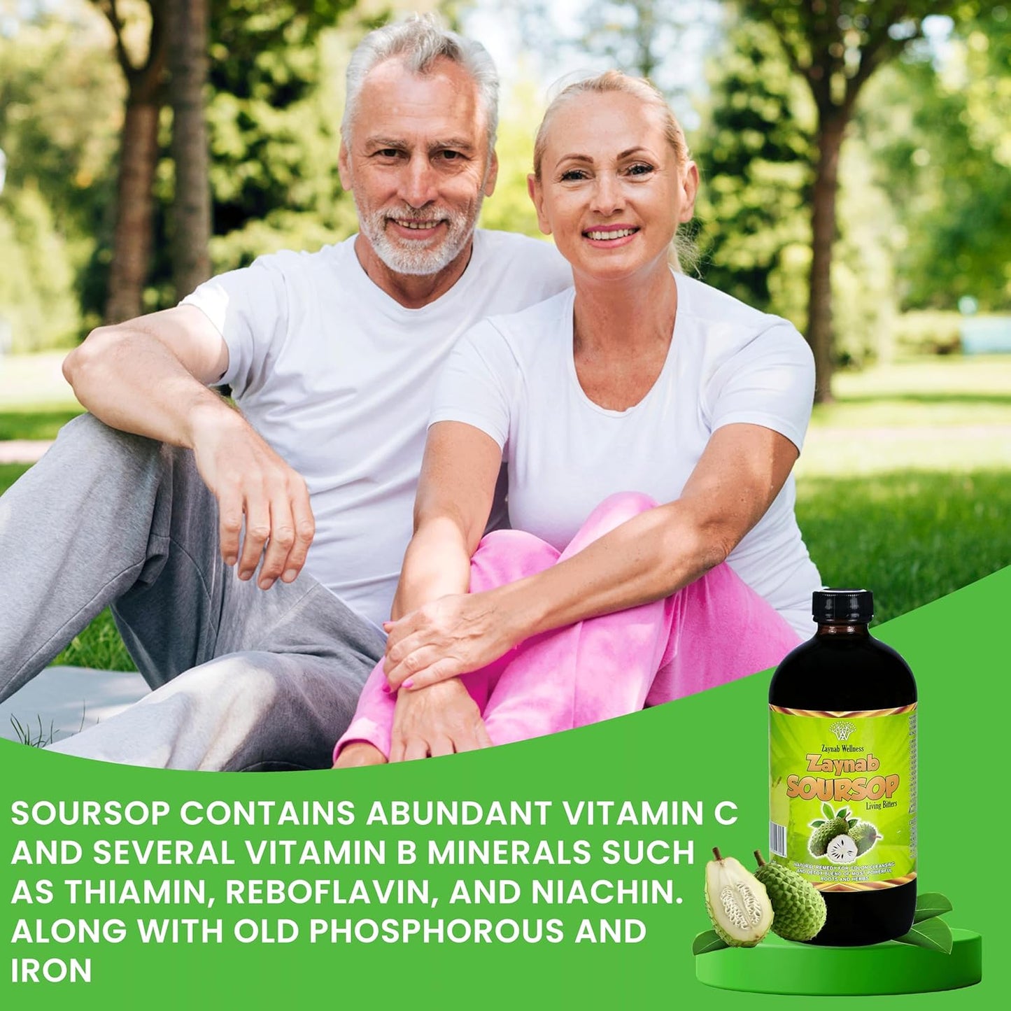 Zaynab Wellness Organic Soursop Bitters Liquid for Gut Cleanse & Immune Support 16 fl oz - Black Seed Oil, Moringa, Garlic & Ginger - Best Soursop Bitter for Overall Wellness