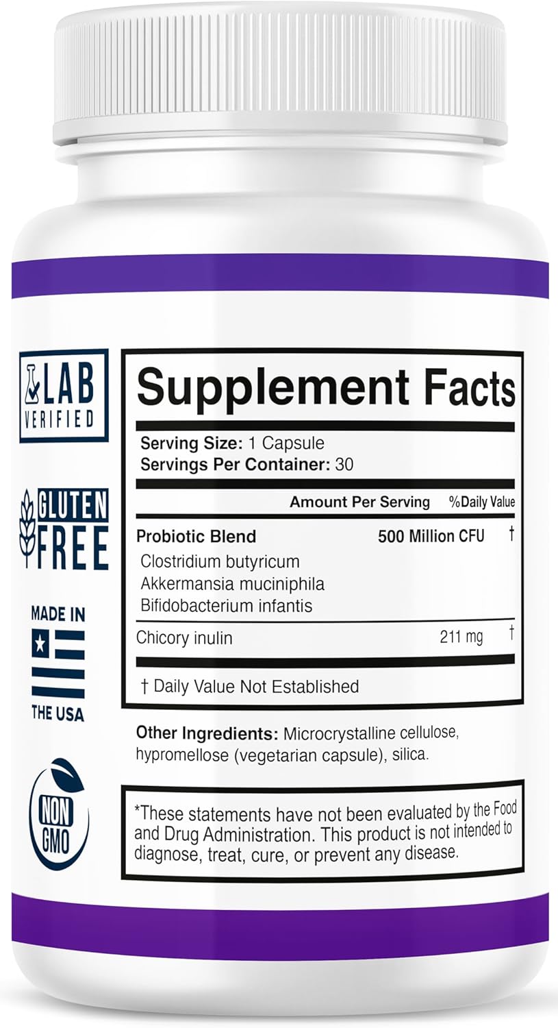ZELSO GLP-1 Probiotic (2 Pack) with Akkermansia Muciniphila - Gut Health Support, 500M CFU Multi-Strain Probiotic + Prebiotic, GLP1 Naturally Plus - 60 Capsules