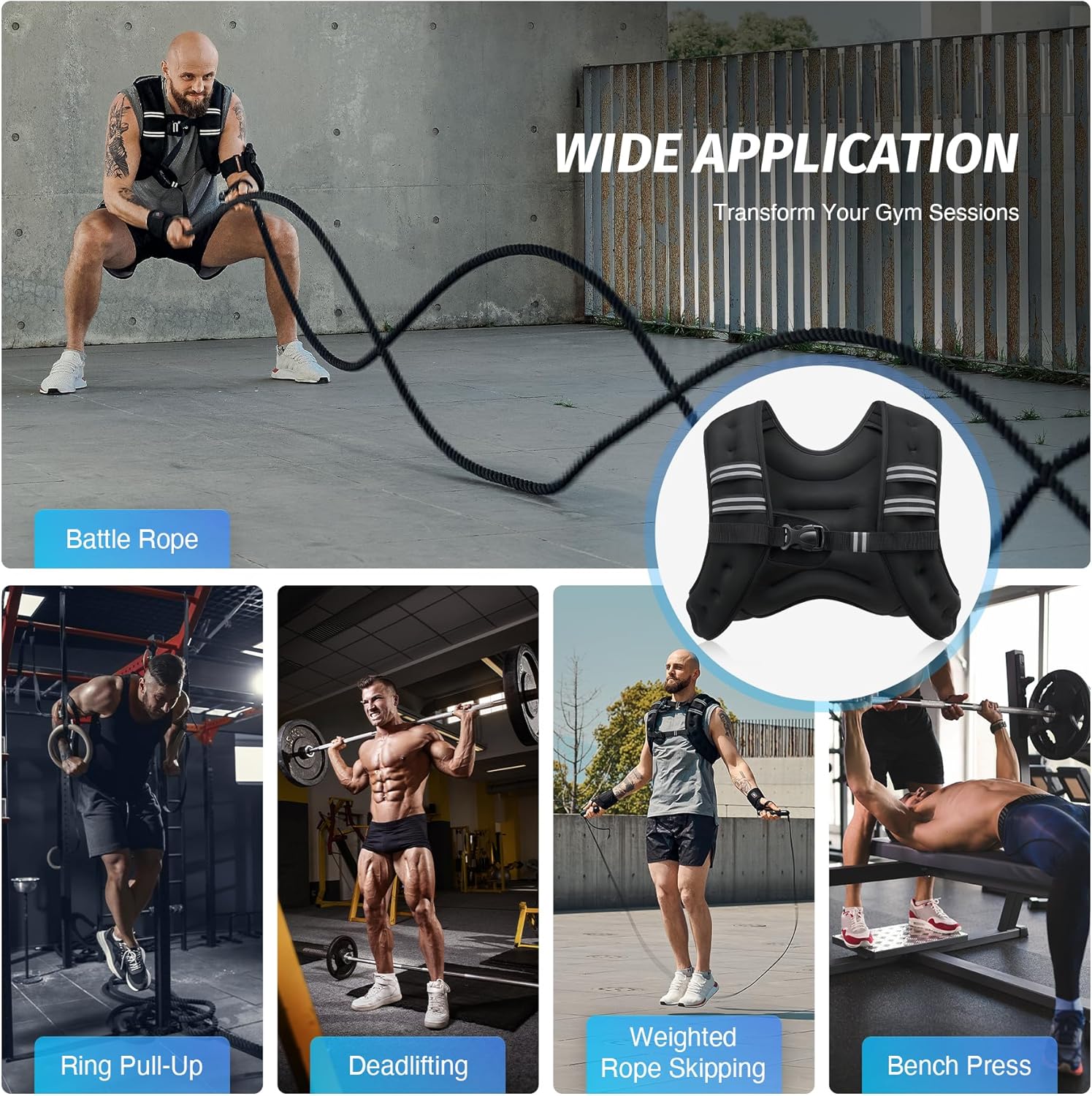 ZELUS Weighted Vest with Reflective Stripe for Strength Training, Running, Fitness &  Slimming Formula  - 6lb to 30lb Options