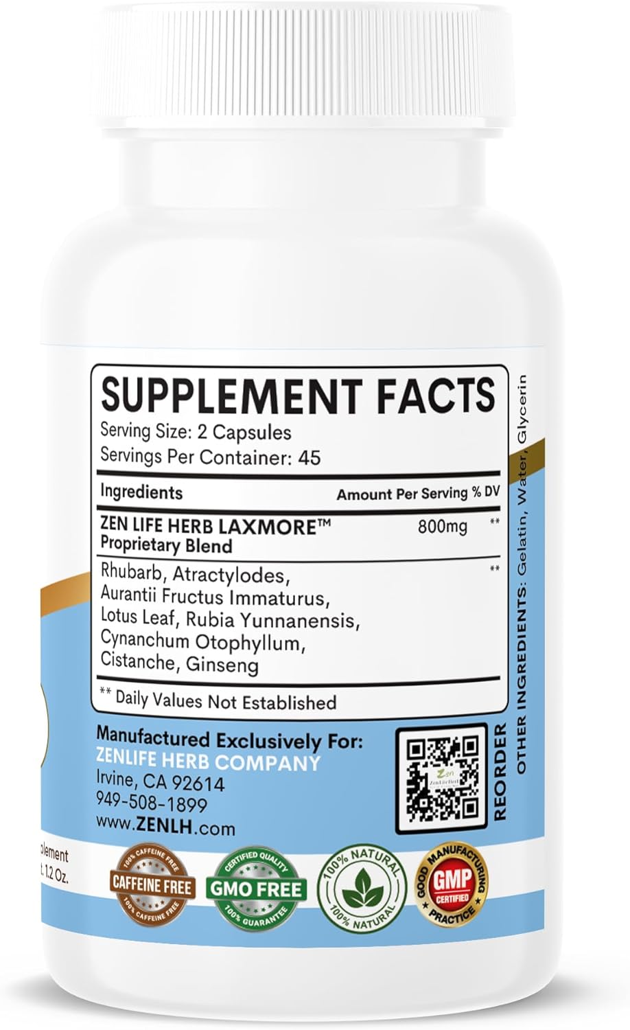 ZEN LIFE HERB LAXMORE I Poop More Max Strength Supplement - 100% Natural Plant-Based (90 Capsules)