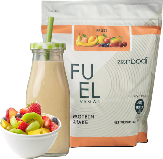 Zenbodi Fuel Vegan Protein Powder - 21g Protein per Serving, Fruit Flavor, Plant-Based Blend for Muscle Growth, Pea Protein with Vegan D3, No Artificial Flavors, Gluten-Free