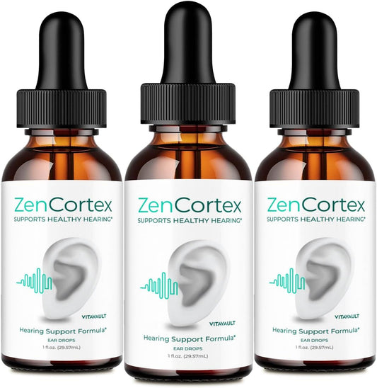 ZenCortex Tinnitus Relief Drops - Maximum Strength Ear Support Supplement (3 Pack)