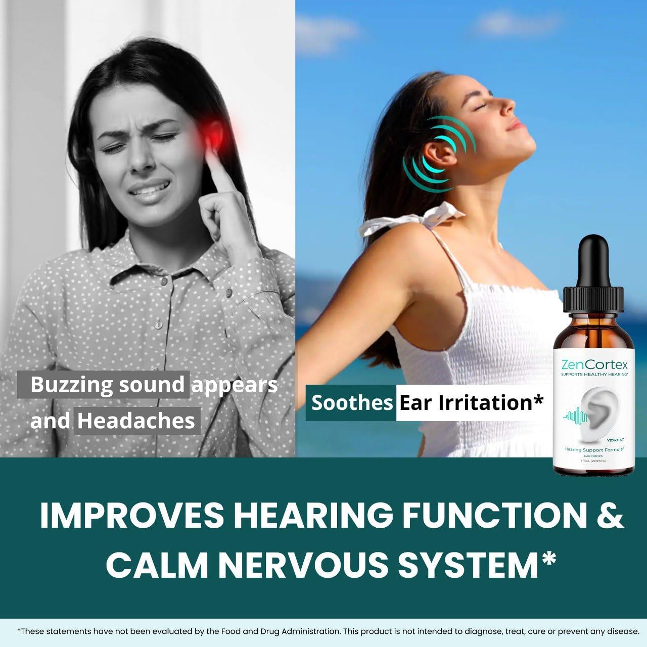 ZenCortex Tinnitus Relief Drops - Maximum Strength Ear Support Supplement (3 Pack)