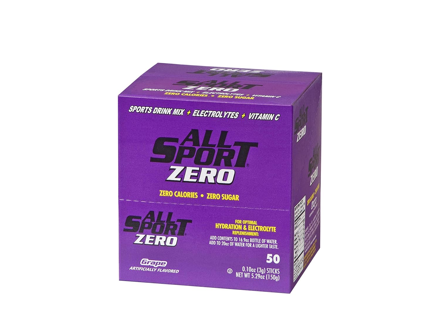 Zero Calorie Grape Electrolyte Drink Mix Sticks - 2x Potassium, Sugar Free, All Sport Powder Hydration (50 Count)