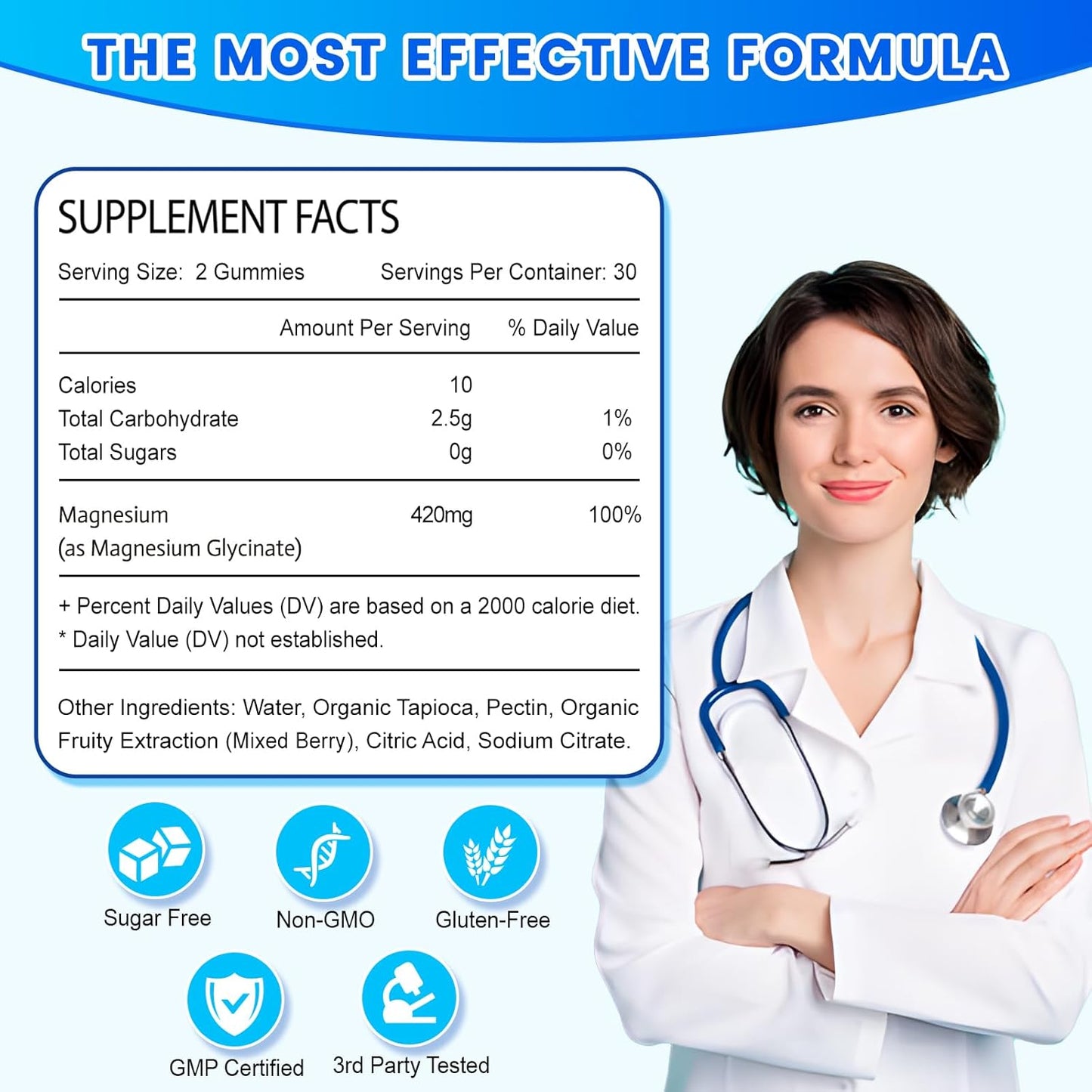 Zetelixia High Absorption Magnesium Gummies for Adults & Kids, Relaxation & Bone Support - 60 Count, Mixed Berry Flavor